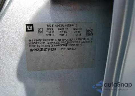 2018 Chevrolet Cruze Ls из США, поврежденный, VIN 1G1BC5SM4J7144584